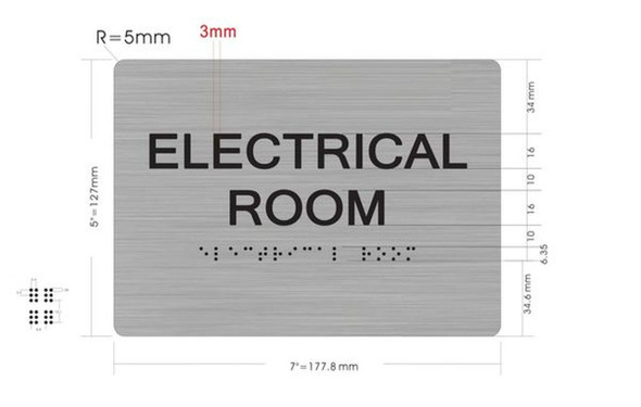 Electrical Room-Braille with Raised Tactile Graphics and Letters Sign