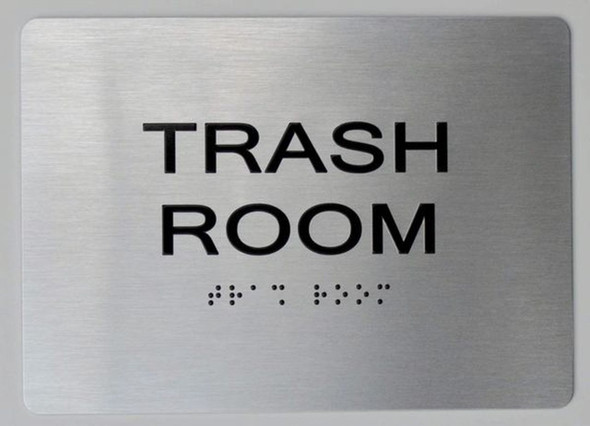 Trash Room Braille with Raised Tactile Graphics and Letters
