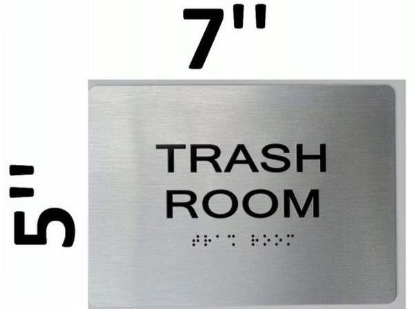 Trash Room Braille with Raised Tactile Graphics and Letters Sign