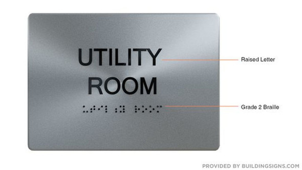 Utility Room Braille with Raised Tactile Graphics and Letters Sign Utility Room Braille with Raised Tactile Graphics and Letters Sign