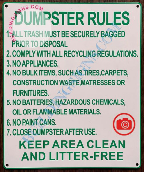 DUMPSTER RULES  Signage DUMPSTER RULES  Signage