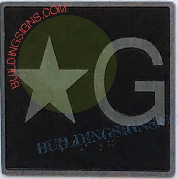 ELEVATOR FLOOR NUMBER STAR G- ELEVATOR JAMB PLATE FLOOR STAR G  Sign