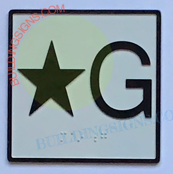 Elevator Floor Number Star G- Elevator JAMB Plate Floor Star Ground  Sign