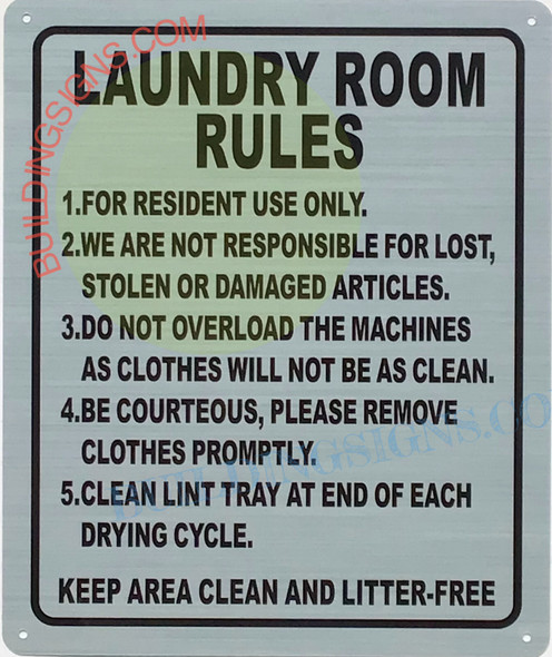 LAUNDRY ROOM RULES HPD SIGN LAUNDRY ROOM RULES HPD SIGN