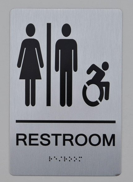 RESTROOM Tactile Graphics Grade 2 Braille Text with raised letters  Sign