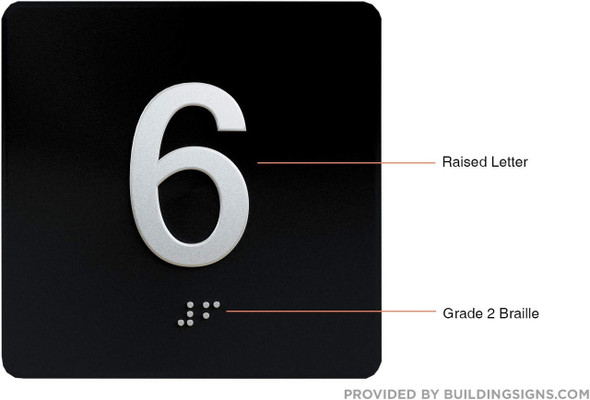 Elevator JAMB Plate with Braille - 6TH FLOOR Sign