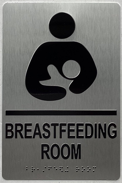 BREASTFEEDING ROOM  Raised letters, Raised Image & Grade 2 Braille - Includes Red Adhesive pad for Easy Installation
