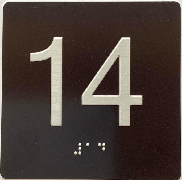 Elevator 14 floor /jamb plate floor 14  letters/Image & Grade 2 Braille - Includes Red Adhesive pad for Easy Installation Elevator 14 floor /jamb plate floor 14  letters/Image & Grade 2 Braille - Includes Red Adhesive pad for Easy Installation