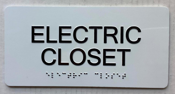 Electric Closet  with Raised letters/Image & Grade 2 Braille - Includes Red Adhesive pad for Easy Installation