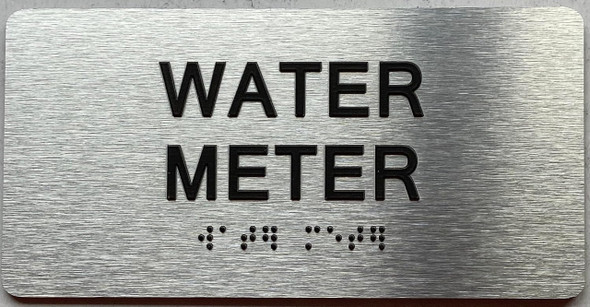 WATER METER  with Raised letters/Image & Grade 2 Braille - Includes Red Adhesive pad for Easy Installation