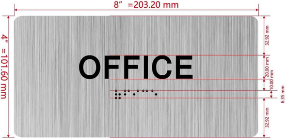OFFICE  with Raised letters/Image & Grade 2 Braille - Includes Red Adhesive pad for Easy Installation Sign OFFICE  with Raised letters/Image & Grade 2 Braille - Includes Red Adhesive pad for Easy Installation Sign