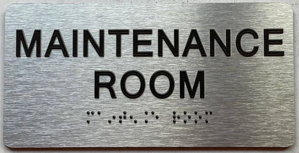 MAINTENANCE ROOM  with Raised letters/Image & Grade 2 Braille - Includes Red Adhesive pad for Easy Installation