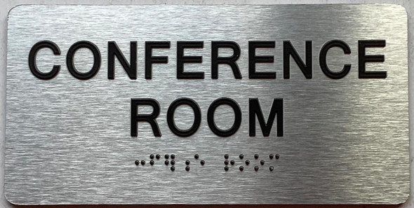 CONFERENCE ROOM  with Raised letters/Image & Grade 2 Braille - Includes Red Adhesive pad for Easy Installation CONFERENCE ROOM  with Raised letters/Image & Grade 2 Braille - Includes Red Adhesive pad for Easy Installation
