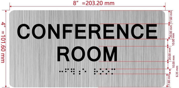 CONFERENCE ROOM  with Raised letters/Image & Grade 2 Braille - Includes Red Adhesive pad for Easy Installation Sign CONFERENCE ROOM  with Raised letters/Image & Grade 2 Braille - Includes Red Adhesive pad for Easy Installation Sign