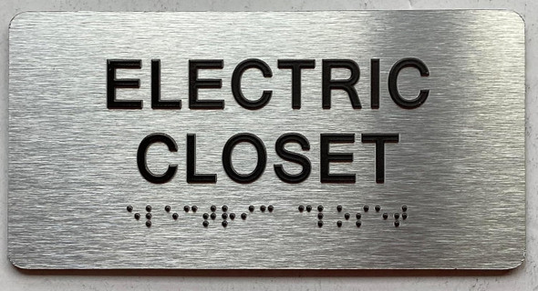 ELECTRIC CLOSET  with Raised letters/Image & Grade 2 Braille - Includes Red Adhesive pad for Easy Installation