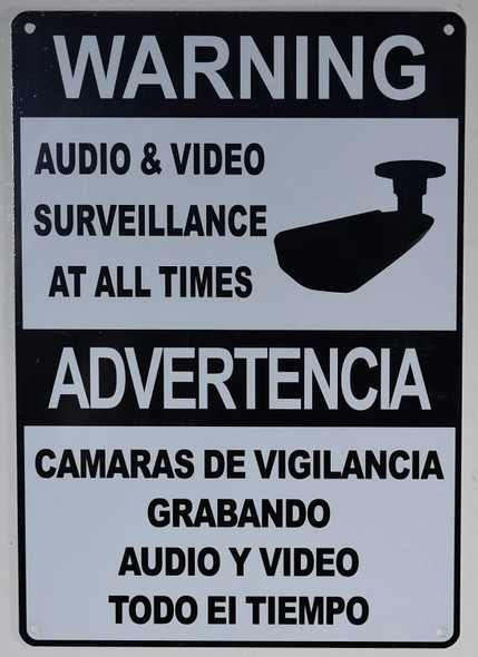 Warning Audio & Video Surveillance on Duty at All Times Sign
