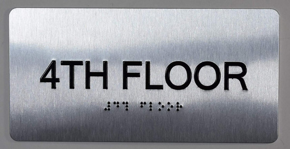4th Floor Sign-Tactile Signs - Floor Number Tactile Touch Braille Sign-Tactile Signs