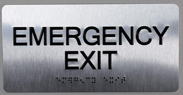 Emergency EXIT Sign-Tactile Signs  Silver-Tactile Touch Braille Sign-Tactile Signs