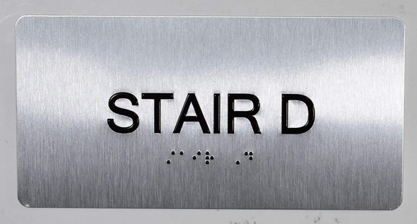 Stair D Sign-Tactile Signs  Silver-Tactile Touch Braille Sign-Tactile Signs