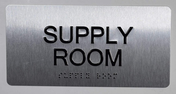 Supply Room Sign-Tactile Signs  Silver-Tactile Touch Braille Sign-Tactile Signs