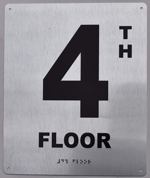 4TH Floor Sign-Tactile Signs  Floor Number Sign-Tactile Signs - Tactile Touch Braille Sign-Tactile Signs