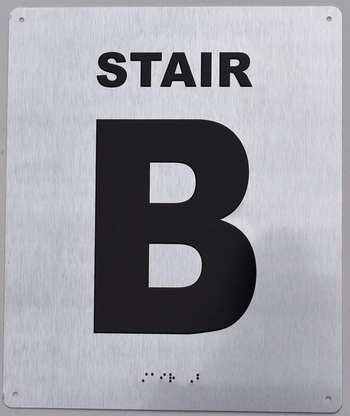 Stair B Sign-Tactile Signs  Silver- Tactile Touch Braille Sign-Tactile Signs