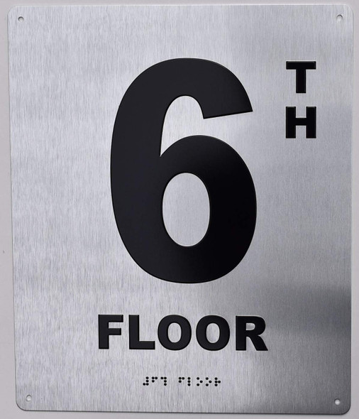 6th Floor Sign-Tactile Signs - Floor Number Sign-Tactile Signs - Tactile Touch Braille Sign-Tactile Signs