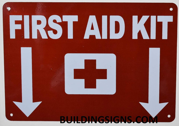 First Aid Kit Sign with Down Arrow Sign First Aid Kit Sign with Down Arrow Sign