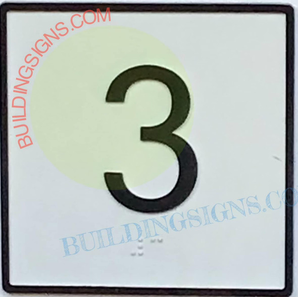 ELEVATOR FLOOR NUMBER 3- ELEVATOR JAMB PLATE FLOOR 3 Signage ELEVATOR FLOOR NUMBER 3- ELEVATOR JAMB PLATE FLOOR 3 Signage