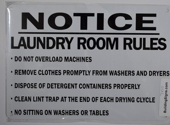 Laundry Room Rules SIGNAGE
