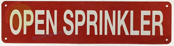 OPEN SPRINKLER SIGN, Fire Safety Sign OPEN SPRINKLER SIGN, Fire Safety Sign