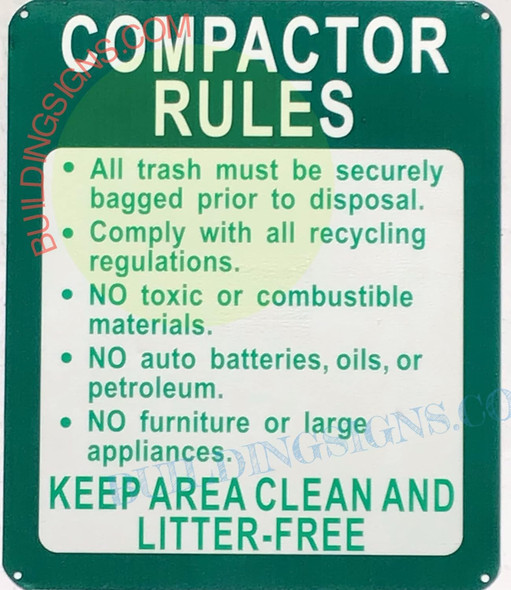 COMPACTOR RULES SIGN COMPACTOR RULES SIGN
