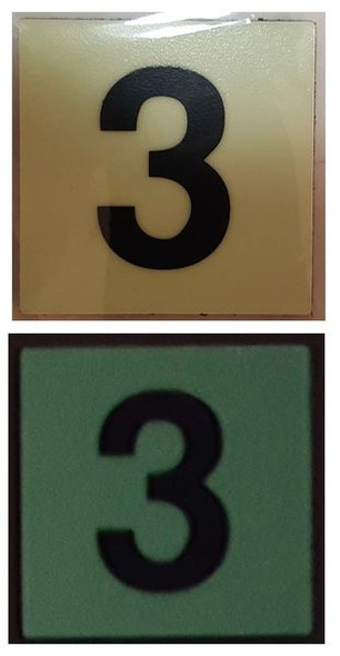 PHOTOLUMINESCENT DOOR NUMBER 3 SIGNAGE HEAVY DUTY / GLOW IN THE DARK "DOOR NUMBER THREE" SIGNAGE HEAVY DUTY