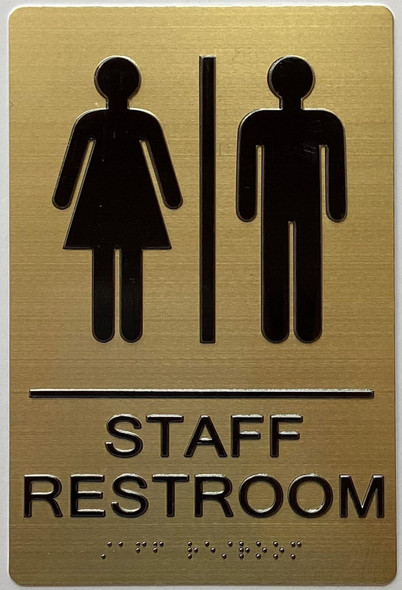 STAFF RESTROOM SIGN- TACTILE SIGN WITH BRAILLE, RAISED LETTER AND PICTOGRAM
