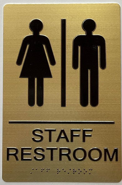STAFF RESTROOM SIGN- TACTILE SIGNAGE WITH BRAILLE, RAISED LETTER AND PICTOGRAM