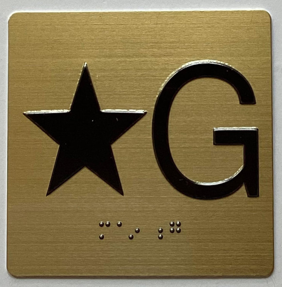 STAR G Elevator Jamb Plate SIGNAGE With Braille and raised number-Elevator STAR GROUND floor number SIGNAGE