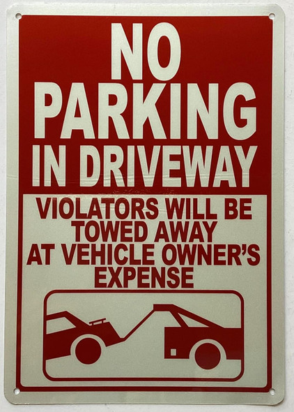 No parking in driveway with image SIGN