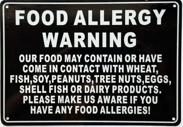 RESTURANT FOOD ALLERGY WARNING RESTURANT FOOD ALLERGY WARNING