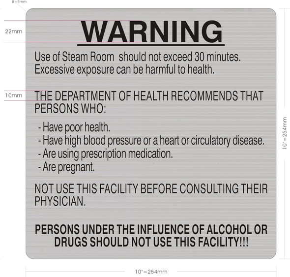 STEAM ROOM SIGN-STEAM ROOM SFETY SIGNAGE STEAM ROOM SIGN-STEAM ROOM SFETY SIGNAGE