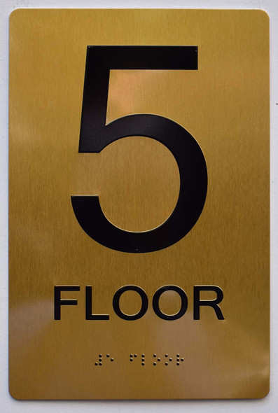 Stair and floor sign Raised letters , Raised Image & Grade 2 Braille - Includes Red Adhesive pad for Easy Installation