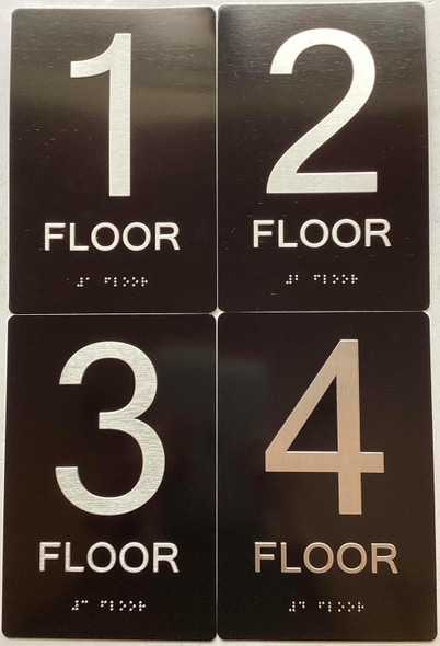FLOOR NUMBER Signcomes with Raised letters & Grade 2 Braille - Includes Adhesive pad for Easy Installation