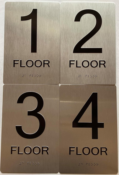 FLOOR NUMBER Signcomes with Raised letters & Grade 2 Braille - Includes Adhesive pad for Easy Installation