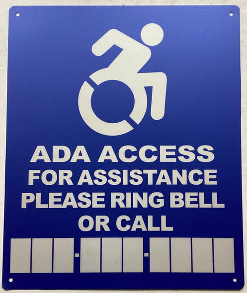ADA ACCESS FOR ASSISTANCE PLEASE RING BELL OR CALL SIGNAGE