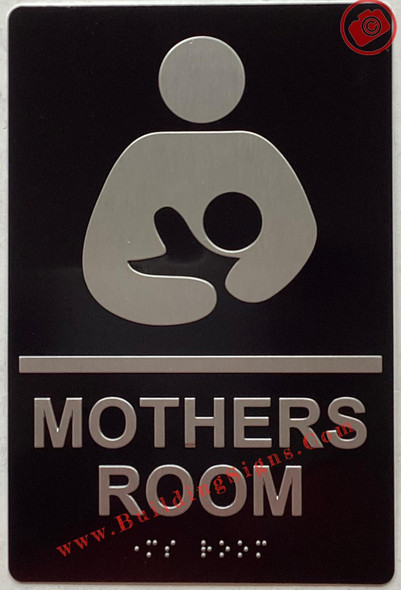 MOTHERS ROOM SIGNAGE Raised letters & Grade 2 Braille - Includes Red Adhesive pad for Easy Installation