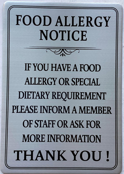 FOOD ALLERGY NOTICE SIGNAGE FOOD ALLERGY NOTICE SIGNAGE