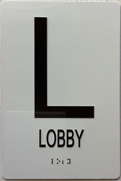 LOBBY FLOOR NUMBER SIGN with Raised letters/Image & Grade 2 Braille - Includes Red Adhesive pad for Easy Installation