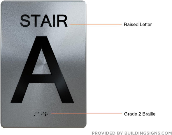 FLOOR NUMBER SIGNAGE Tactile Graphics Grade 2 Braille Text with raised letters aluminum, Safety SIGNAGE for Office, school Hospital, brush SILVER