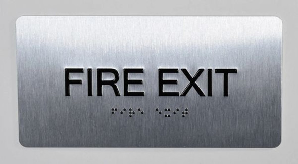 FIRE EXIT Sign-Tactile Signs  Silver-Tactile Touch Braille Sign-Tactile Signs