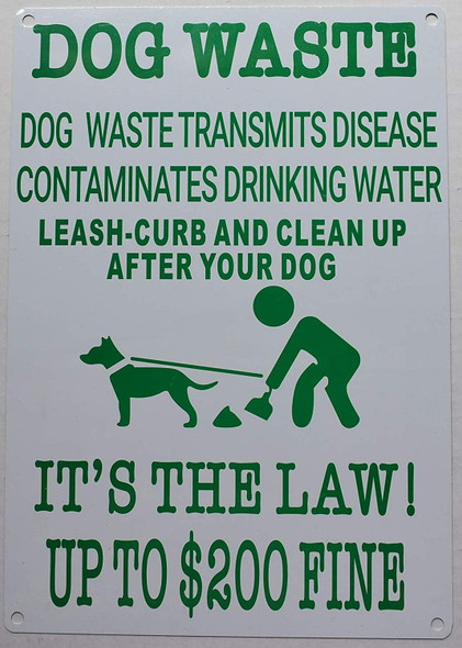 Dog Waste Transmits Disease Contaminates Drinking Water Sign