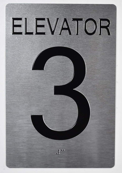 Elevator 3 Sign-Tactile Signs  Silver - Tactile Touch Braille Sign-Tactile Signs Elevator 3 Sign-Tactile Signs  Silver - Tactile Touch Braille Sign-Tactile Signs